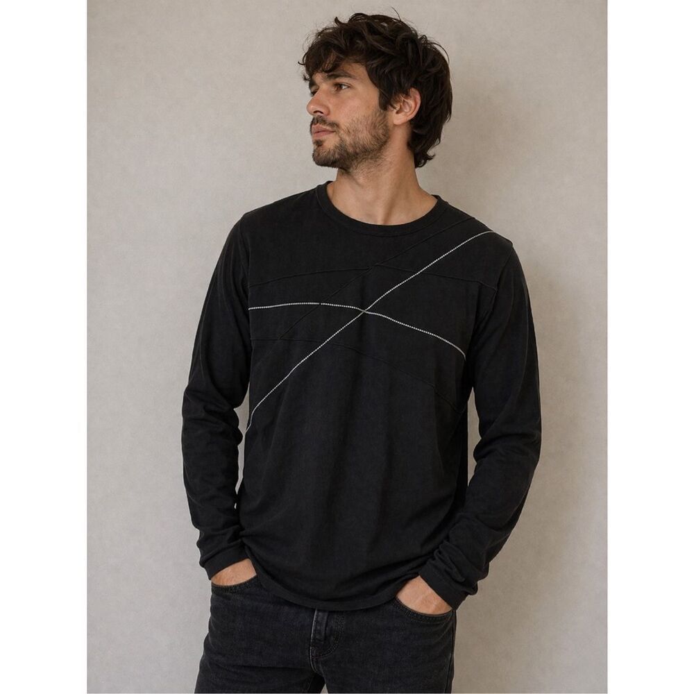 Lime 1982 Black Long Sleeve Shirt Mens Size S Cotton Minimalist Design Casual